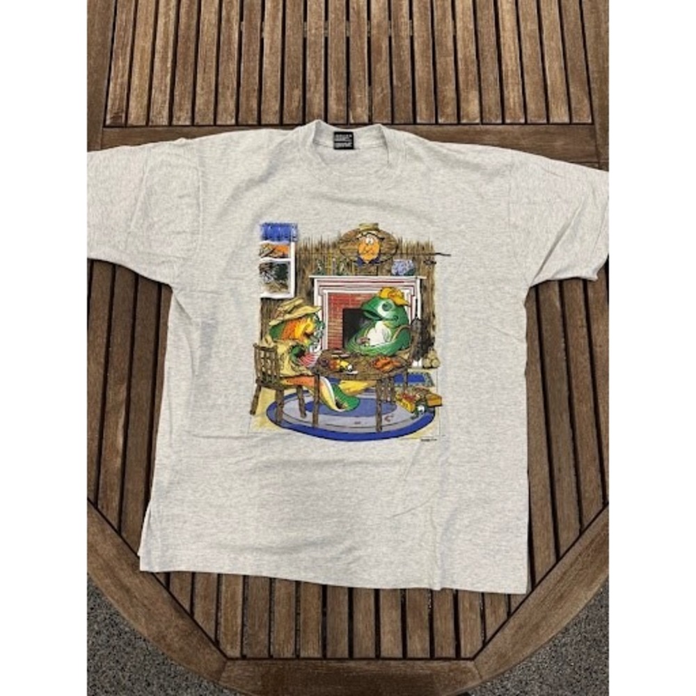 Vintage 1994 Artwear J. Evons Fishing Humor Cartoon T-Shirt Single Stitch USA XL